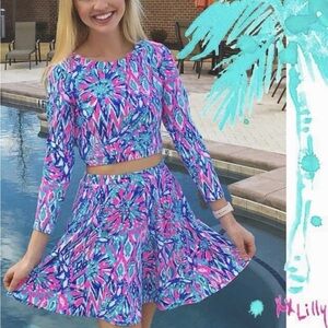 Lilly Pulitzer Carlita two-piece set in "Tiki Pink Shake It Up"